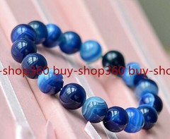 Fashion 8/10/12mm Natural Blue Stretch Agate Jade Round Beads Stretch Bracelet