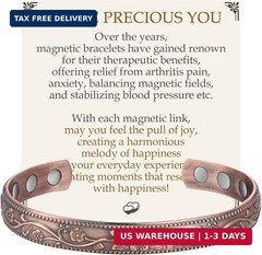 Feraco Copper Bracelet for Women, Ultra Strength Magnetic Bracelets, 99.99% Pure