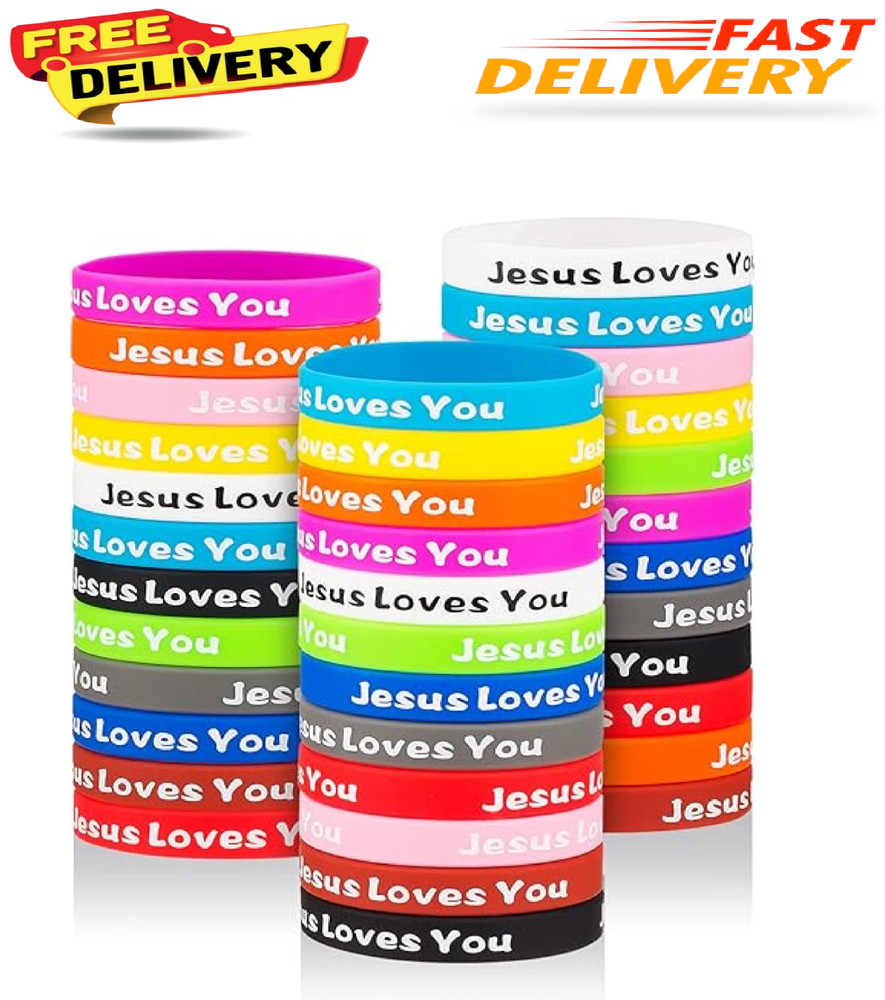 Jesus Loves You Rubber Bracelets Colorful Silicone Christian Jesus Wristbands