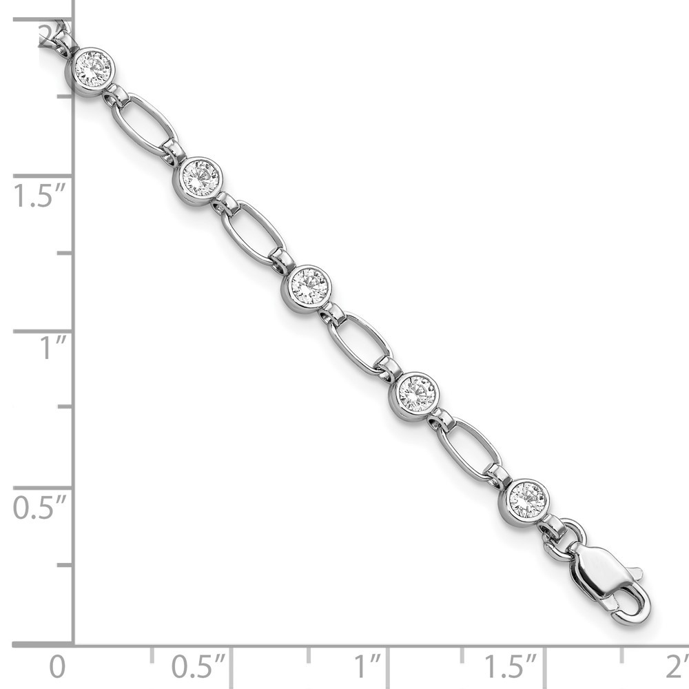 Sterling Silver Rhodium-plated Polished Cubic Zirconia Bracelet 7" 3.11gm gallery