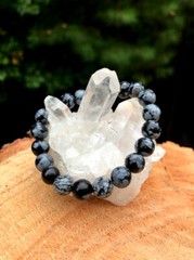 Snow Obsidian Bracelet 8mm Round Beads 100% Natural Gemstone Jewelry Wholesale
