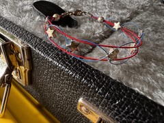Patriotic Red, Silver, & Blue Guitar String bracelet