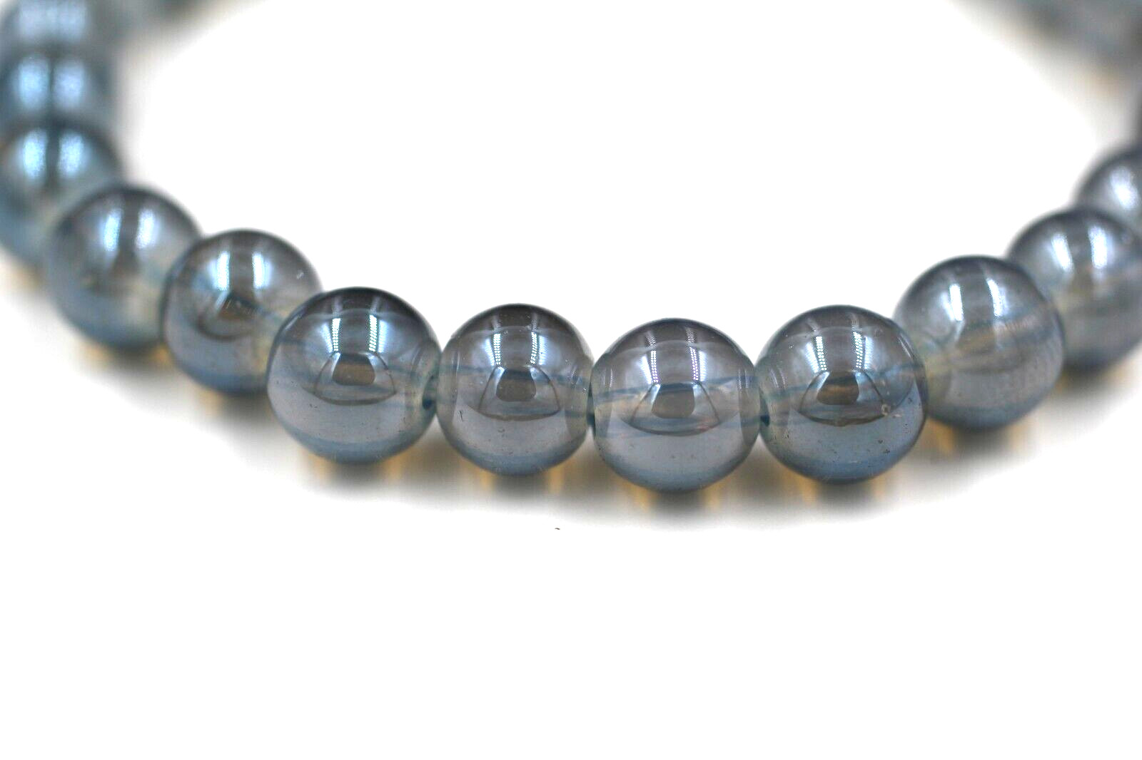 Chalcy Blue Coated Crystal Adjustable Fashion Bracelet Round Beads 7.5'' Inch gallery