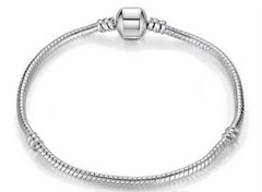 Plus Size Charm Bracelet .925 Sterling Silver Plated 20 cm Snake Barrel Clasp