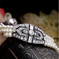 Vintage Art Deco Style Pearl Bracelet Gatsby pearls retro geometric multistrand