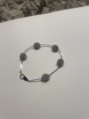 Women’s Signed Trifari Silver Tone Skinny Metal Bracelet 7 1/2 Inches