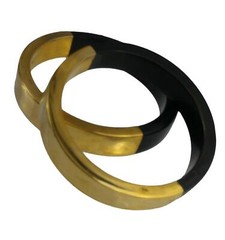 Set of 2 Brass Dark Brown Horn Round Bangle Bracelet Ladies Standard Size
