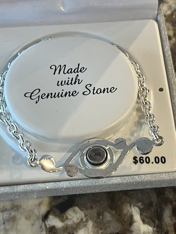 Silver N Stone Fine Jewelry Silver Plated Genuine Stones Green Eye Bracelet gallery