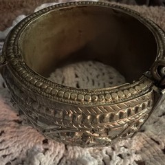 Vintage India Rajasthan Tribal Silver Floral Hinged Cuff Bracelet 106. Boho dish
