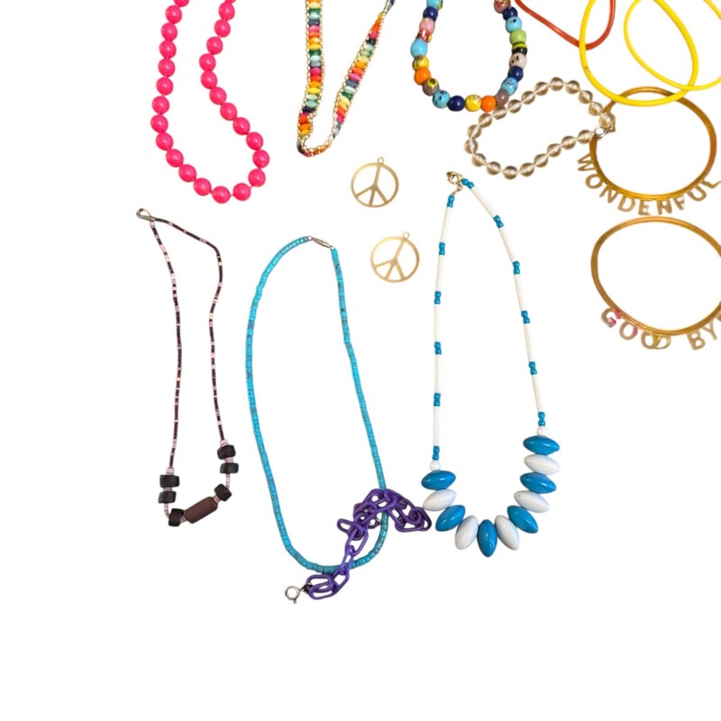 Vintage Lot of 1980's Jewelry Jelly Bracelets, Beaded Necklaces Dangle Earrings gallery