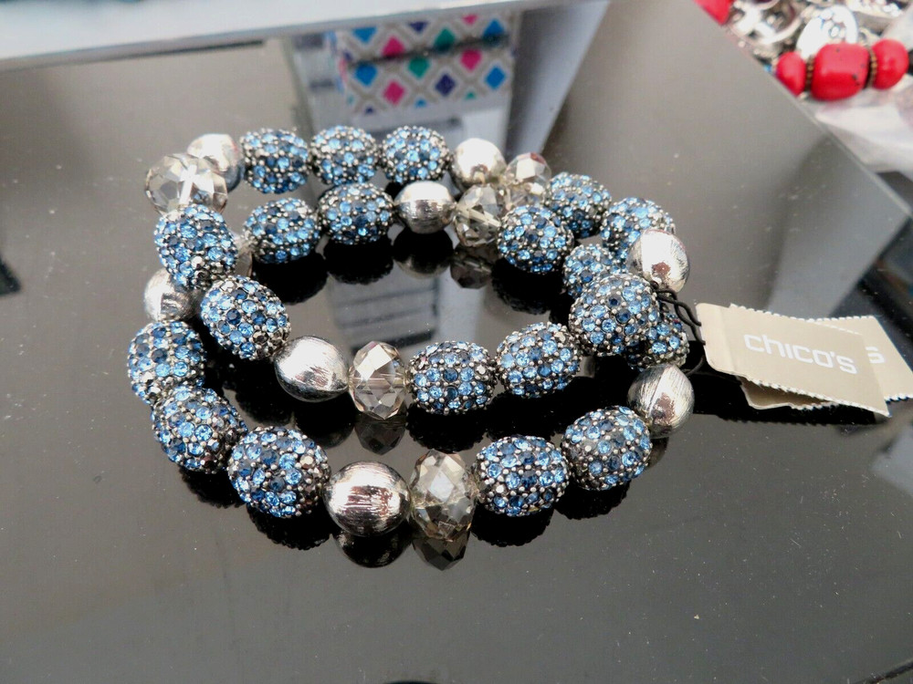 2 CHICOS "ESTELLA" BLUE STRETCH BRACELETS
