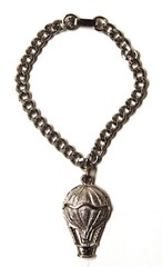 Vintage Metal Hot Air Balloon Pendant 1-1/8 Inch with 6 Inch Bracelet Chain
