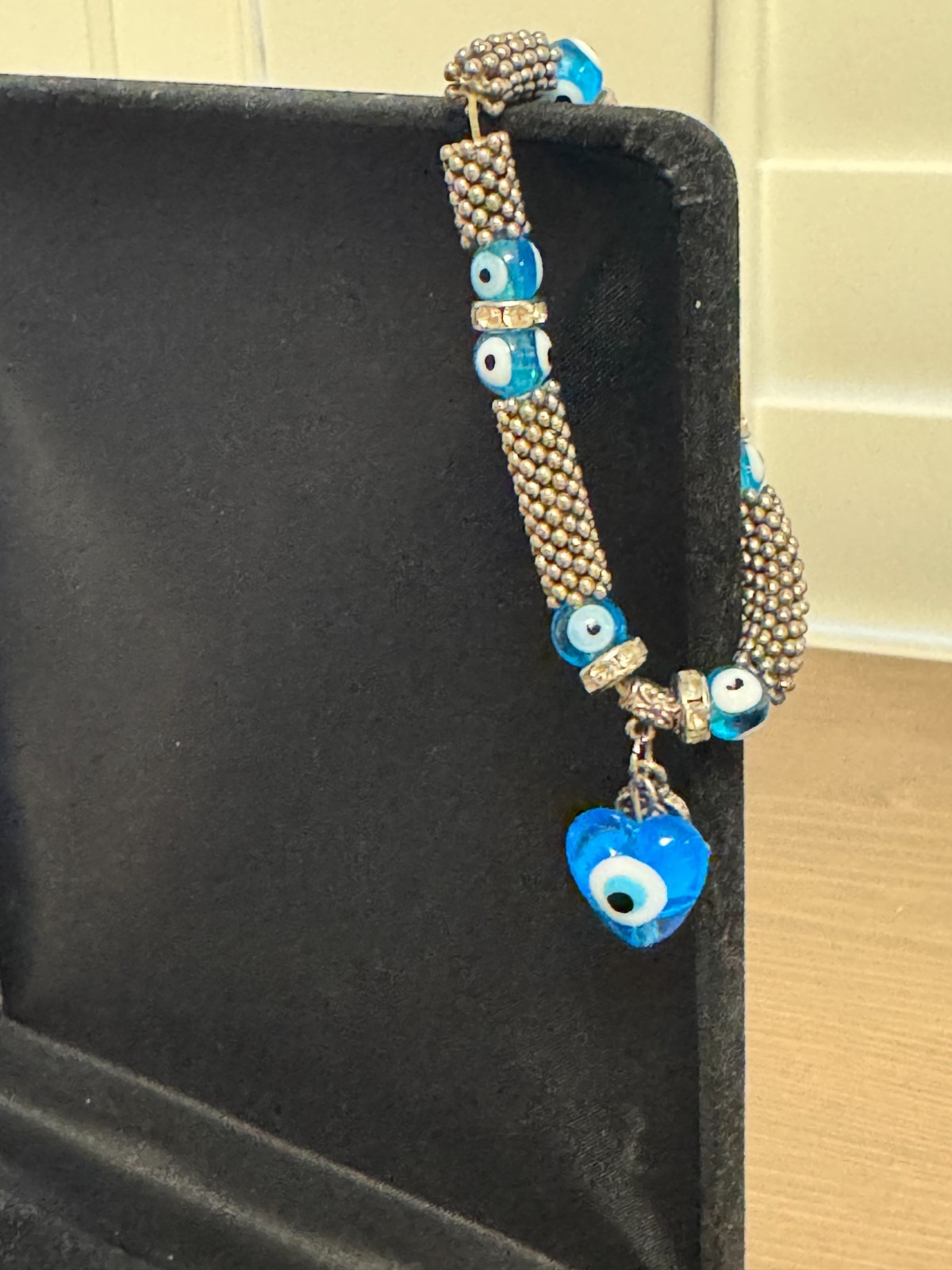 Evil Eye Stretch Elastic Bracelet with Two Attached Pendants gallery