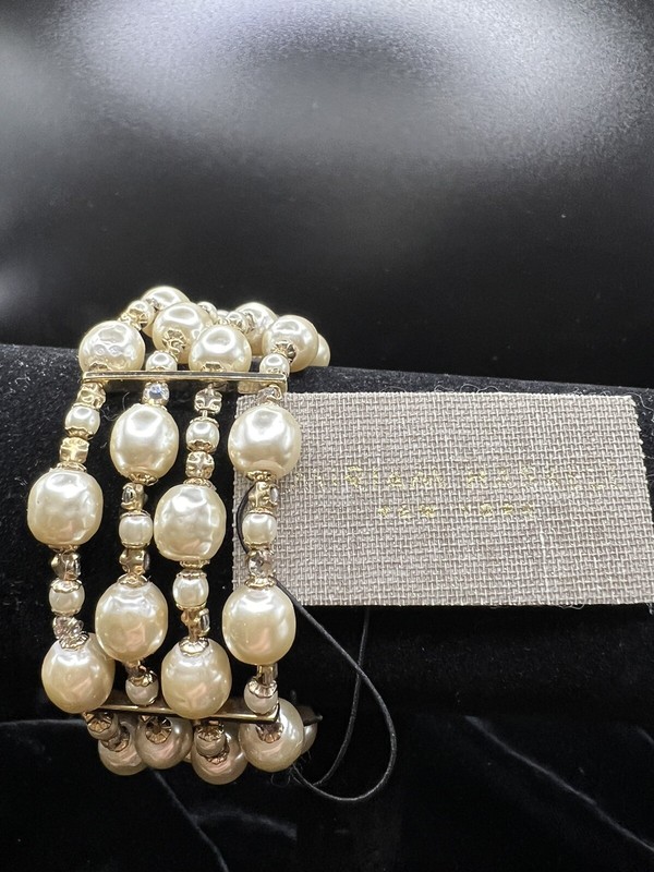 NEW Miriam Haskell Baroque Pearl and Swarovski Montees 4 Strand Coil Bracelet gallery