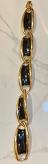 Trifari Signed Gold Tone Black Enamel Link Bracelet 7.25 Inches