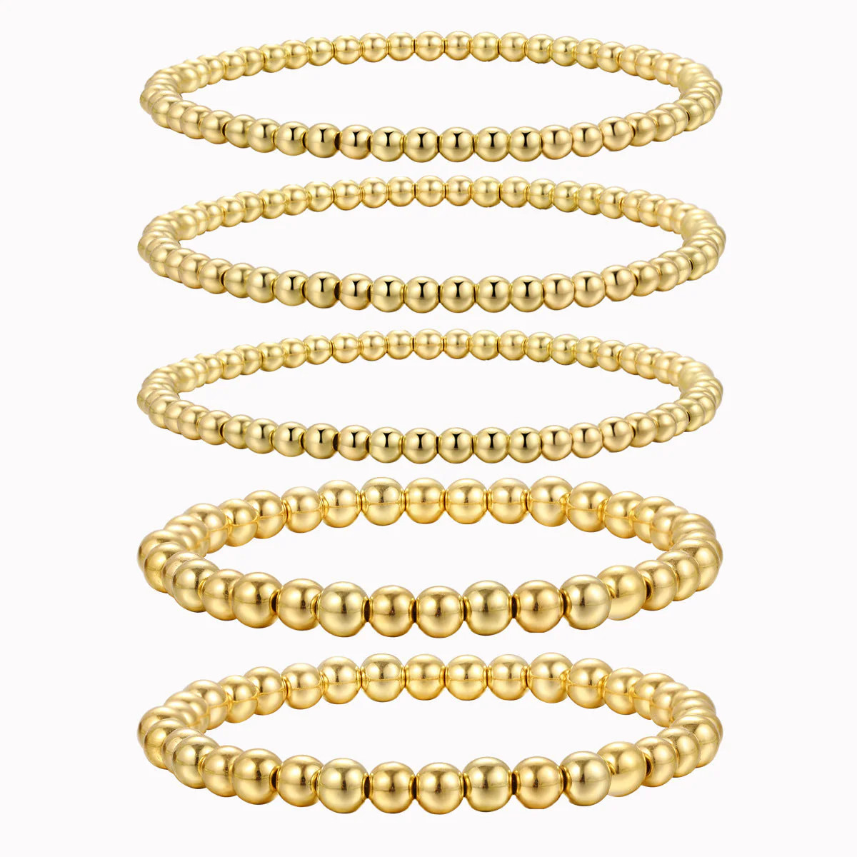 Stackable Stretch Elastic CCB Gold Bead Layered Bracelets gallery