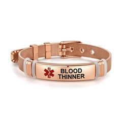 Red Medical Alert Blood Thinner Bracelet for Women Men’s Emergency First Aid …