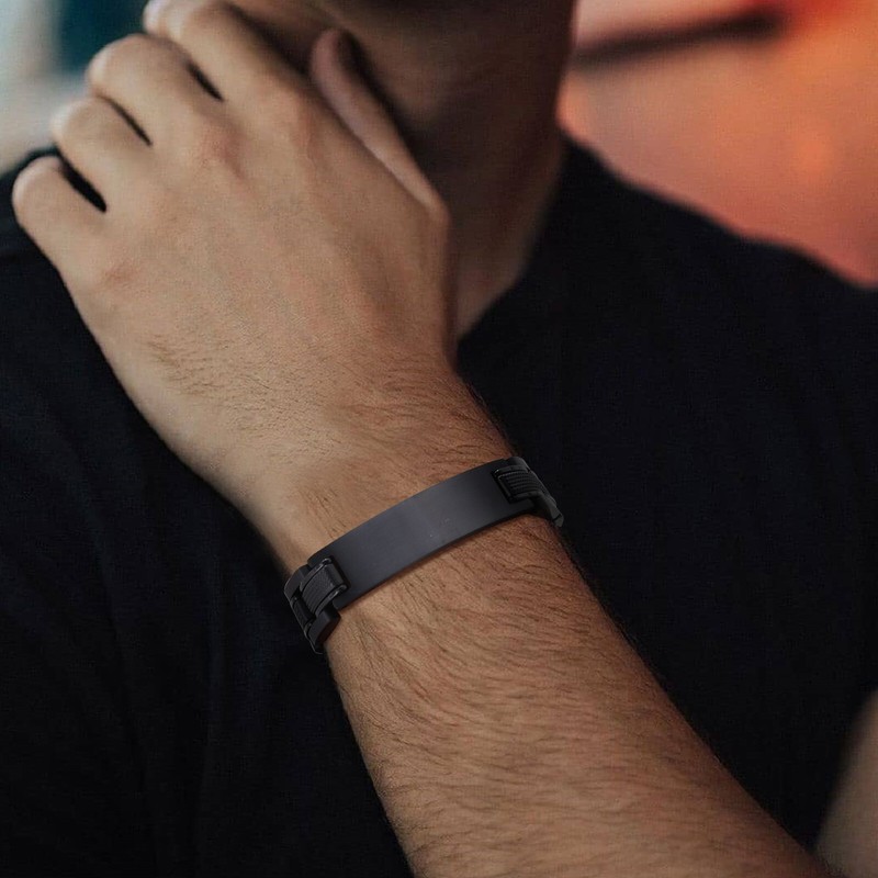 VNOX Personalised Watch Band Bracelet for Men Stainless Steel Chunky Wristband gallery