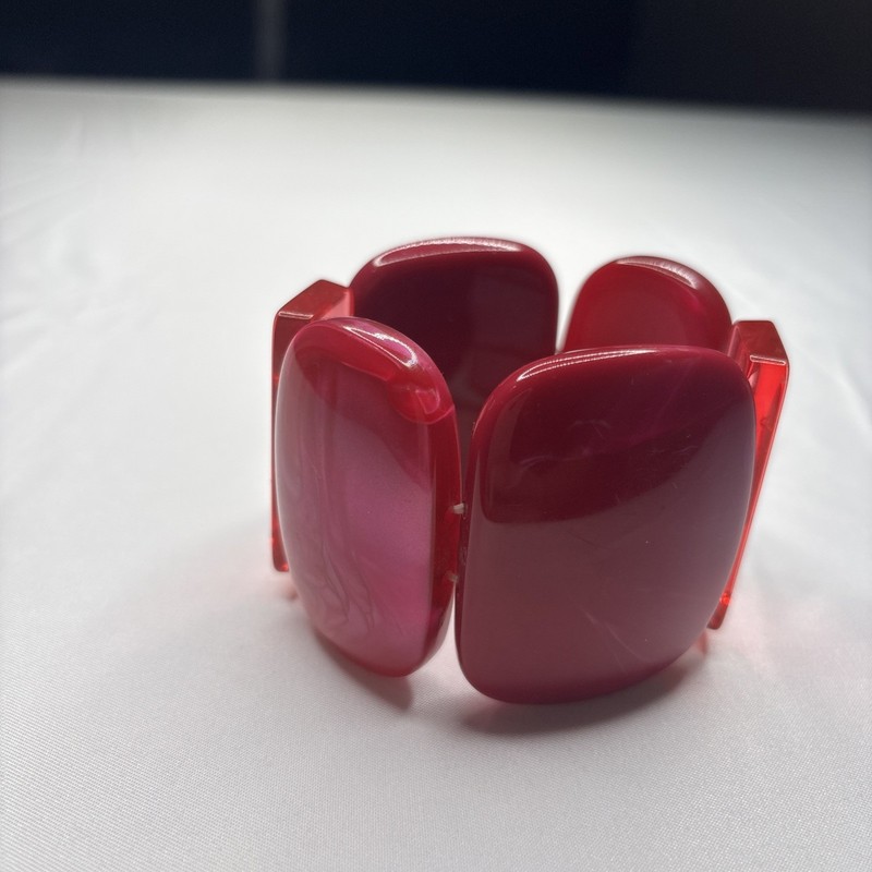 Vintage Beautiful Lucite Rectangular🧡 Panel Stretch Bracelet Polished 70s Boho gallery