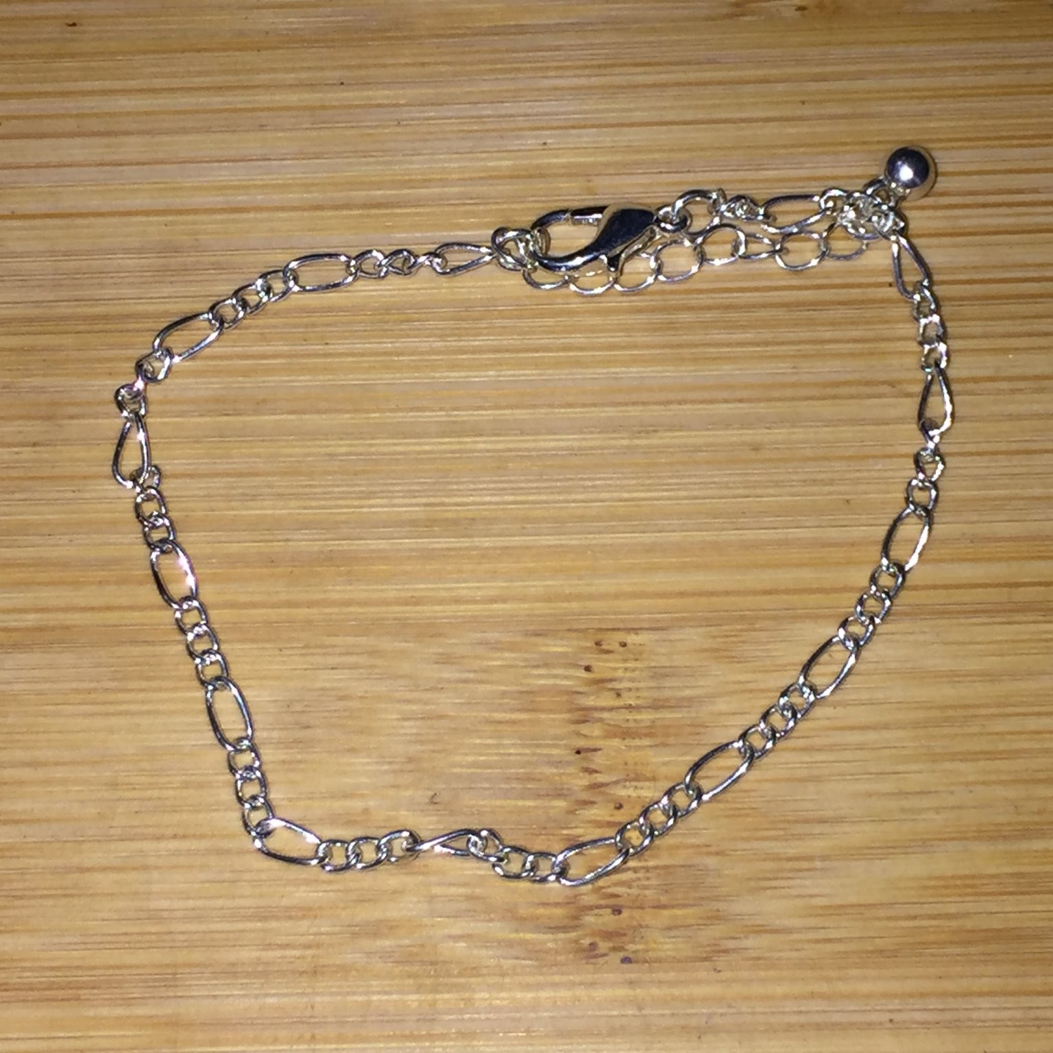 Figaro Chain Bracelet Adjustable Silver Tone Lobster Claw Women's Jewelry gallery