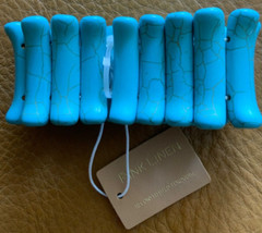 PINK LINEN Reconstituted TURQUOISE Pull on Beaded Cuff Bracelet NWT 7.5-8”