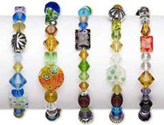 Bracelet Mix Glass/Millefiori Glass Stretch Multi-Colors & Shapes 7″ Lot Of 5