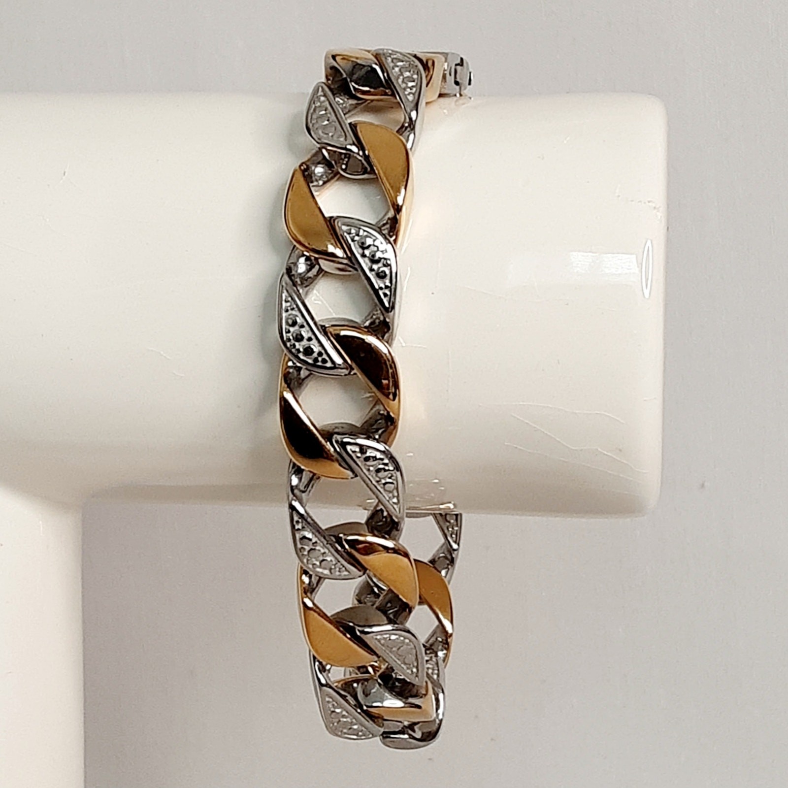 BlackJack! Chunky Stainless Steel Chain Bracelet Gold And Silver Two Tone Links gallery