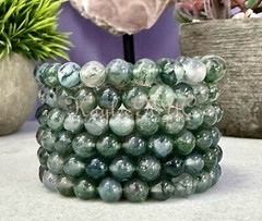 Wholesale 6 Pcs Natural Moss Agate 8mm 7.5” Crystal Bracelet Healing Energy
