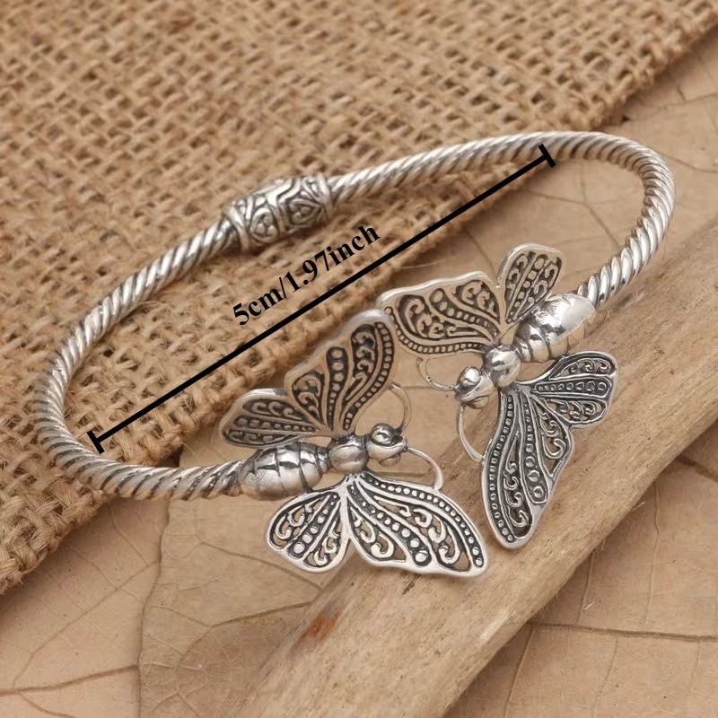Elegant 925 Sterling Silver Butterfly Unique Wristband Bracelet Bangle Cuff gallery