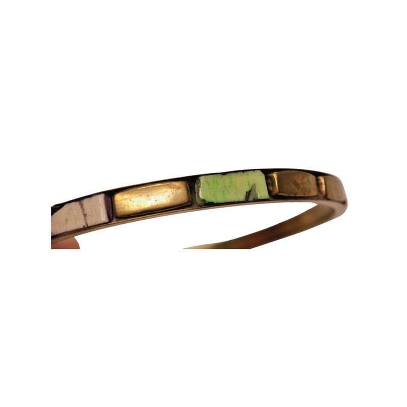 Rectangular Inset Bangle Bracelet 2 1/2" Wide Wrist Opening gallery
