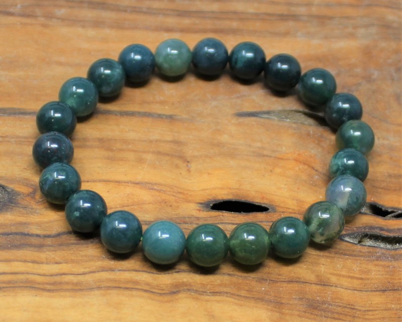 Moss Agate Bead Bracelet: 8 mm Round Crystals (Moss Agate Crystal Bracelet) gallery