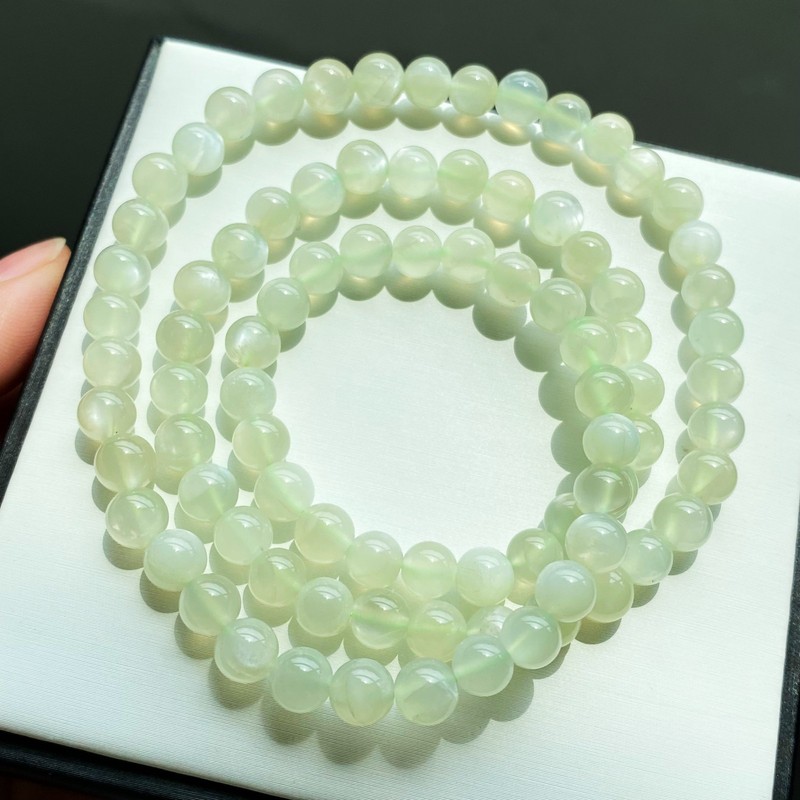 6.5mm 1pcs Natural Green Sunstone Strong Light Crystal Beads Bracelet gallery