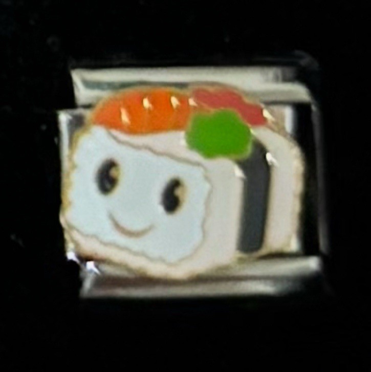 Smiley Sushi Wrap Italian Charm Enamel Link 9MM K22 gallery
