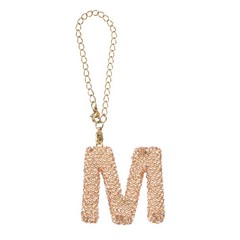Letter Bag Charm Bling Glitter Letter Charm Initial, Gold Tone, M Shape