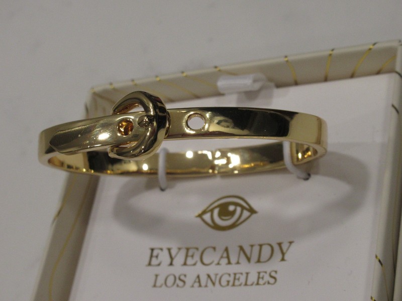 Eye Candy Los Angeles Brass Gold Belt Buckle Cuff Bracelet ~BRAND NEW IN BOX~ gallery
