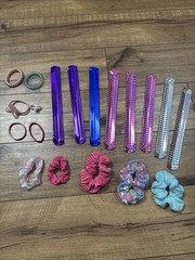 Slap Bracelets ~ Set of 8 Colorful Wrap Wrist Bands/ 5 scrunchie/ 6 Hair ties