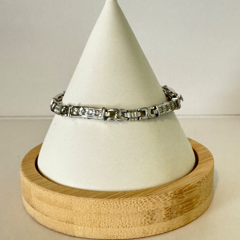 Silpada Link Tennis Bracelet CZ Cubic Zirconia 925 Sterling Silver 14.61 gr. gallery