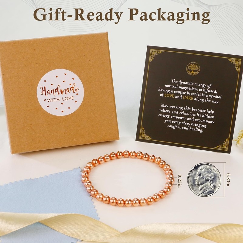 Dainty Copper Bead Bracelet for Him and Her - Thoughtful Gift for Any Occasion gallery