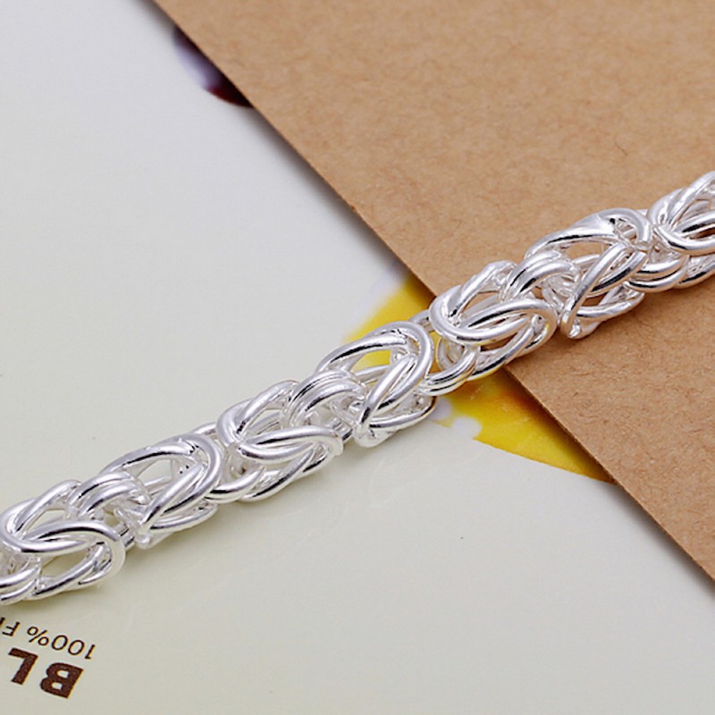 Women's Unisex Sterling Silver Link Chain 8 Inches Lobster Bracelet L59 gallery