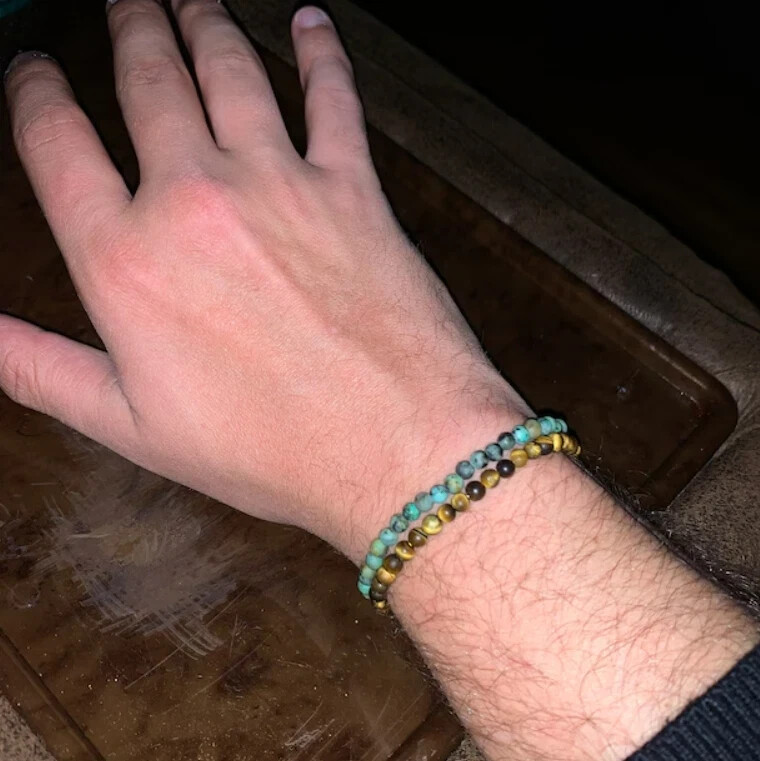 Natural African Turquoise 4mm beads Healing Bohemian women men stretch bracelet gallery