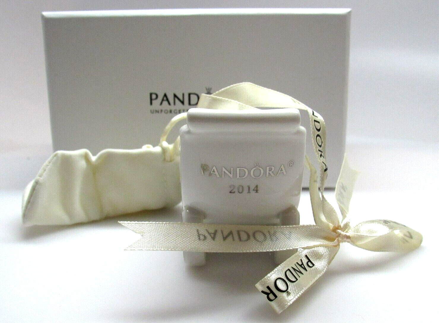 Pandora 2014 Santa's Sleigh Porcelain Christmas Ornament NIB Promo Collectible gallery