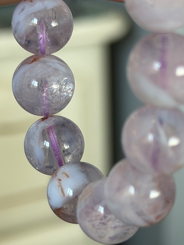 LAVENDER MOON QUARTZ BEAD BRACELET NATURAL CRYSTAL GEMSTONE 11mm gallery