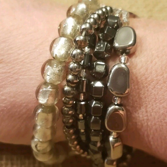 Silpada Sterling Hematite & Glass Bead Multi Strand "Hailstone" Bracelet B1935 gallery