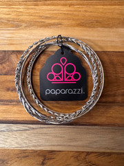Paparazzi Straight Street Silver Tone Four Stacked Fashion Jewelry Bracelets