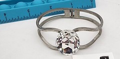 Jumbo Round-Cut Clear Crystal Bangle Bracelet