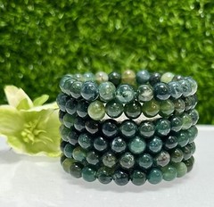 Wholesale 6 Pcs Natural Moss Agate 8mm 7.5” Crystal Bracelet Healing Energy