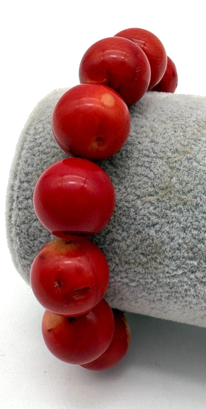 Chunky Red Beaded Statement Bracelet Art Pottery Toggle Clasp 8.5" gallery