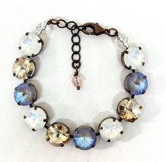 12mm Antique Copper Plated Serene Gray Cup Chain Bracelet Golden Shadow Stones