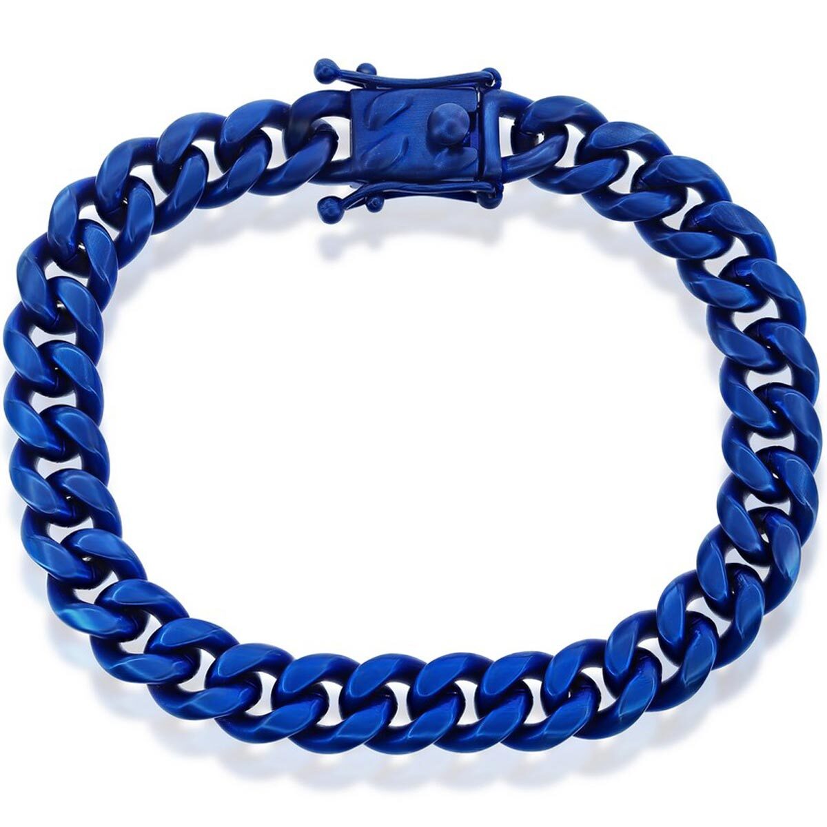Men's Bracelet Blue Stainless Steel 10mm Miami Cuban Link ST-1617 gallery