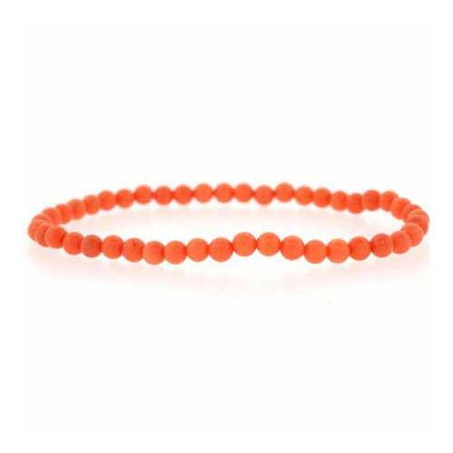 4mm Lab Created Pink Coral Beads Stretch Bracelet gallery